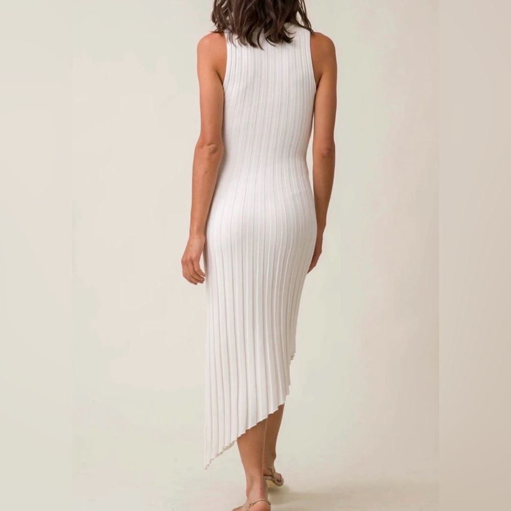 Revolve Ribbed Asymmetrical Dress in Creamy White - Picture 8 of 10